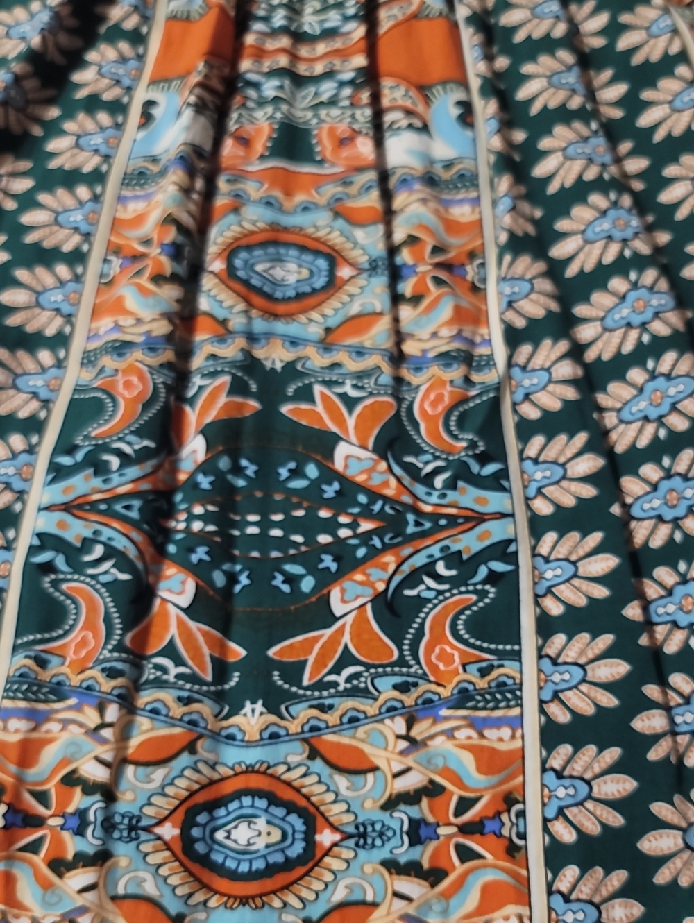 Boho Floral Paisley Tunic Dress in Teal & Coral - Picture 13 of 16
